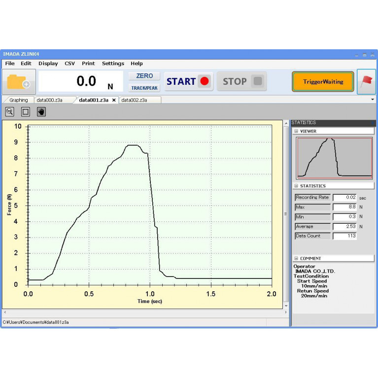 Графическое программное обеспечение Force-Time (Torque-Time) Graphing Software  ZLINK4